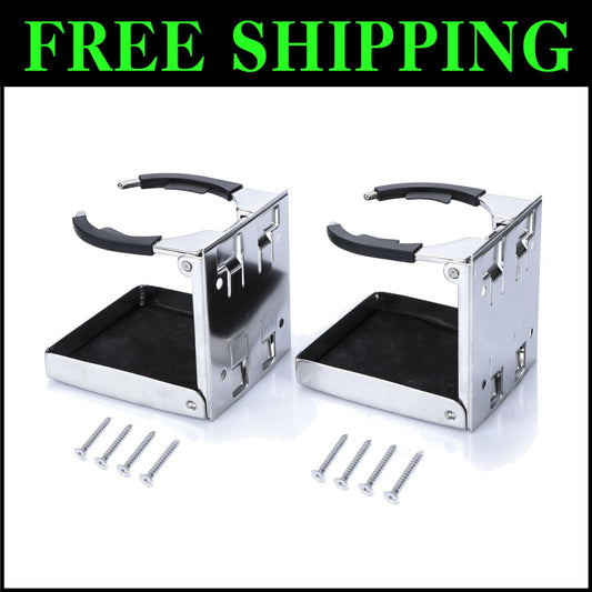Space-Saving Folding Cup Holders in Stainless Steel – Perfect for RV and Home