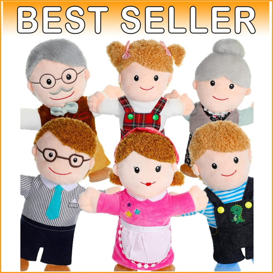 11.8" Family Member Puppet Set - 6 Pieces for Classroom and Home Theater Fun