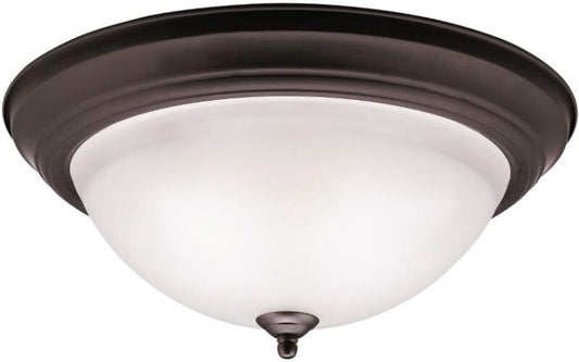 Old Bronze 3-Light Flush Mount Ceiling Fixture - Dimmable with Satin Glass Shade