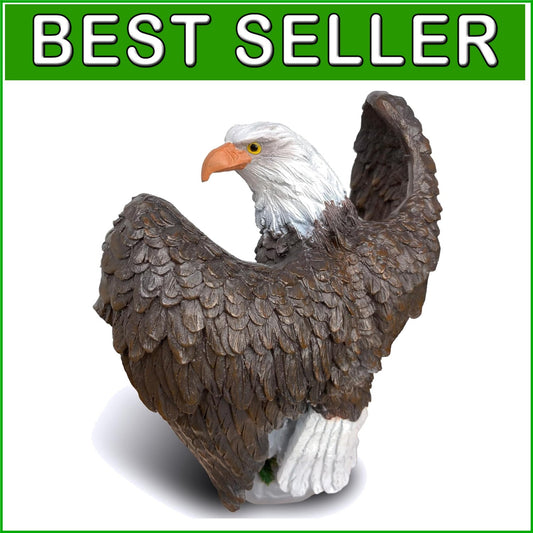 Durable 2-in-1 Bald Eagle Flag Pole Finial - 12" Resin Decor for Patriotic Homes