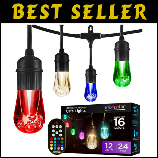 Elegant 24ft Outdoor String Lights with Remote Control & Weatherproof Design