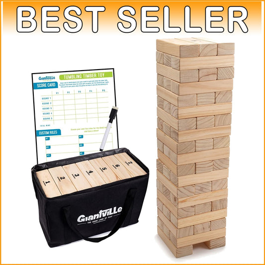 56-Piece Life-Size Tumbling Timber Game - Indoor/Outdoor Fun for Kids and Adults