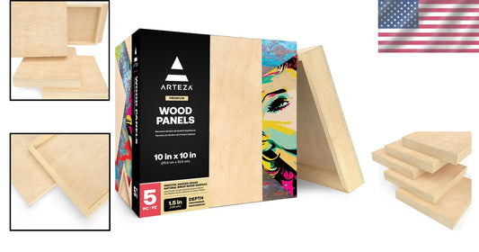 Versatile Birch Wood Panels for Acrylic, Oil, and Encaustic Painting - 5 Pack