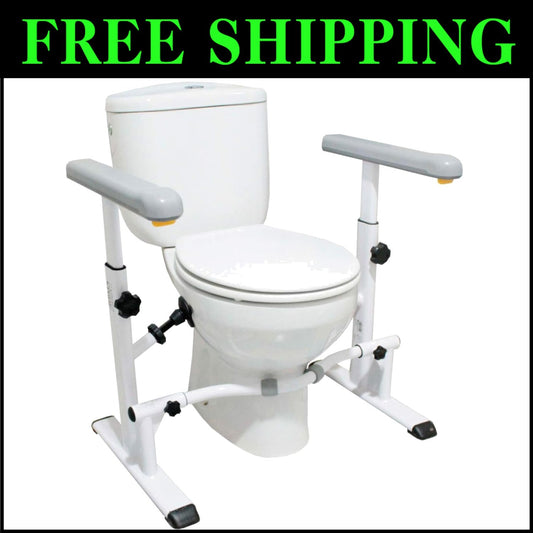 Curved Design Toilet Safety Rails with Adjustable Armrests for Maximum Comfort