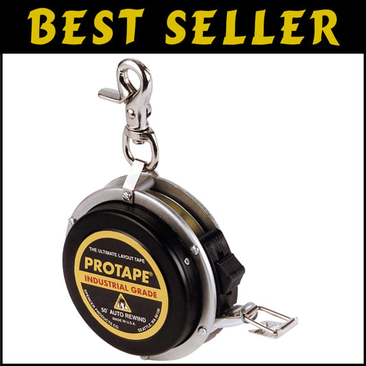 Lightweight 50' Auto-Rewind Tape Measure with Aluminum Case & Locking Brake