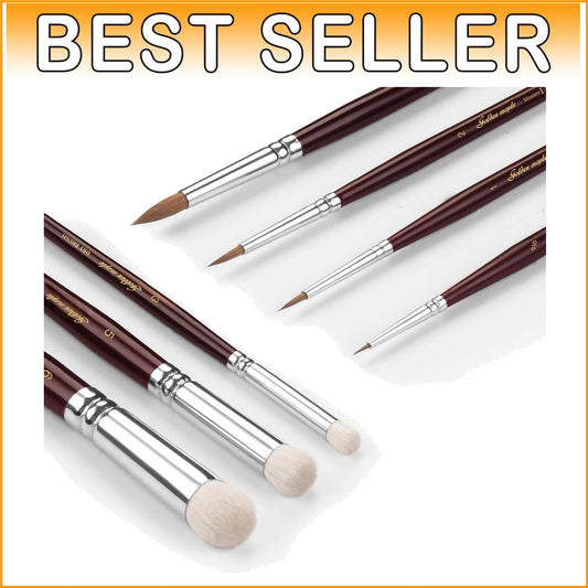 7-Piece Miniature Paint Brush Set with Kolinsky Sable & Goat Hair for Detail