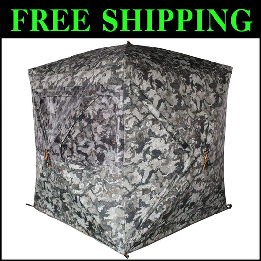 Outdoors 3-Person Heavy-Duty Water Resistant Ground Blind with Shadow Mesh Wi...