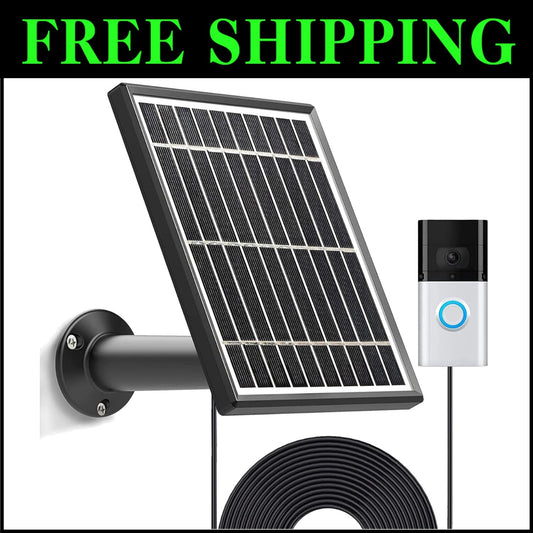 Durable Solar Panel Compatible with Ring Video Doorbell 1 - 16ft Cable Included