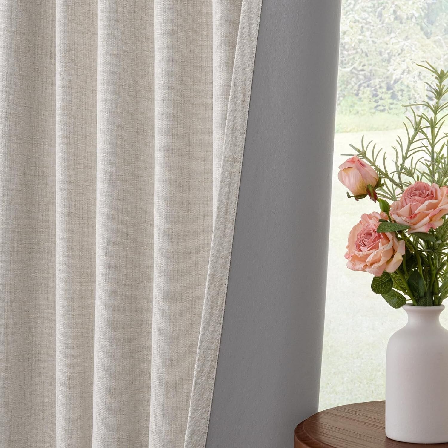 100% Blackout Curtains - Thermal Insulated 102" Beige Drapes (2 Panels)