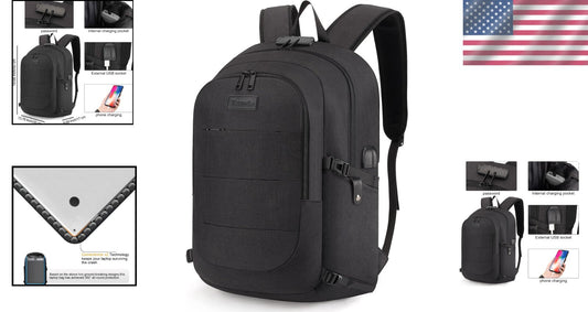 Durable Unisex 17.3” Laptop Backpack with Anti-Theft Lock & USB Charging Port