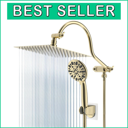 10'' Rainfall Shower Head with Adjustable Extension Arm & Handheld Shower Combo