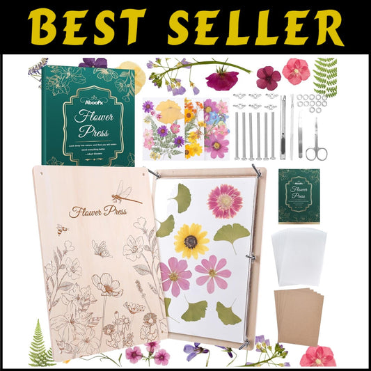 Adjustable Pressure 17"x12" Flower Press for Preserving Blooms - Rustic Design