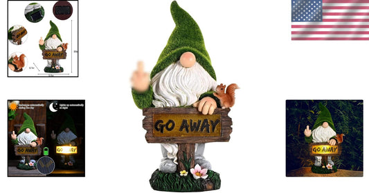 Eco-Friendly Solar LED Gnome Decoration - 10-Inch Funny Lawn Sculpture