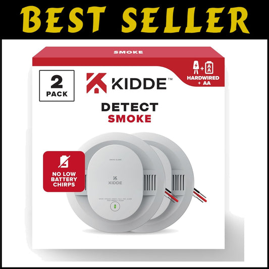 Photoelectric Hardwired Smoke Detector with Battery Backup, Complete 2 Pack