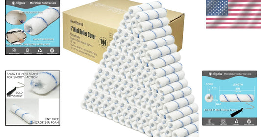 DIY-Friendly 6" Mini Paint Roller Covers Set - 144 Shedless Microfiber Rollers