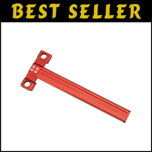 Precision 12-Inch Aluminum Woodworking Scriber T-Square Ruler with Support Lips