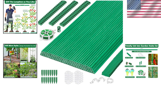 393PCS Adjustable Garden Stakes Set - Durable Fiberglass Plant Supports for ALL