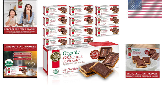 Luxury Organic Milk Chocolate Petit Biscuit Pack - 12 Snacks, Ideal for Sharing