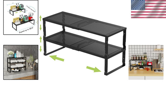 Expandable & Stackable Kitchen Organizer - Adjustable Metal Spice Rack Set