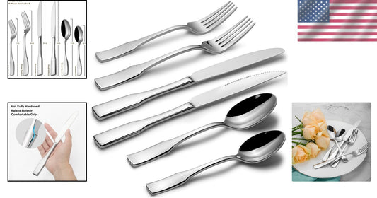 Dishwasher Safe Kate 48-Piece Cutlery Set - Mirror Polished Stainless Steel
