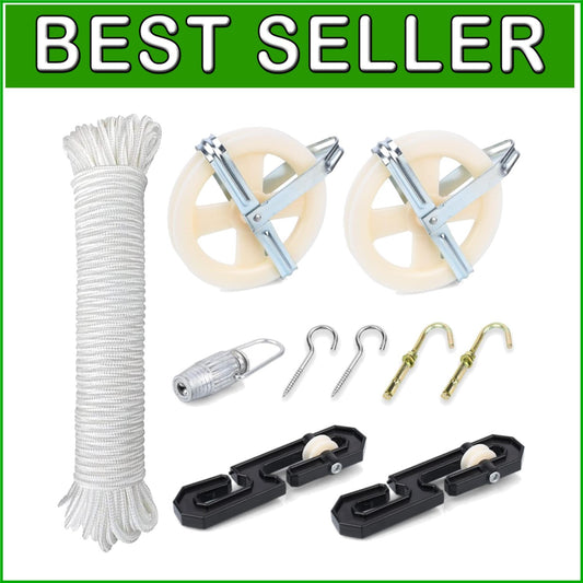 150ft Nylon Clothesline Pulley Kit - Rust-Resistant for Ultimate Outdoor Drying