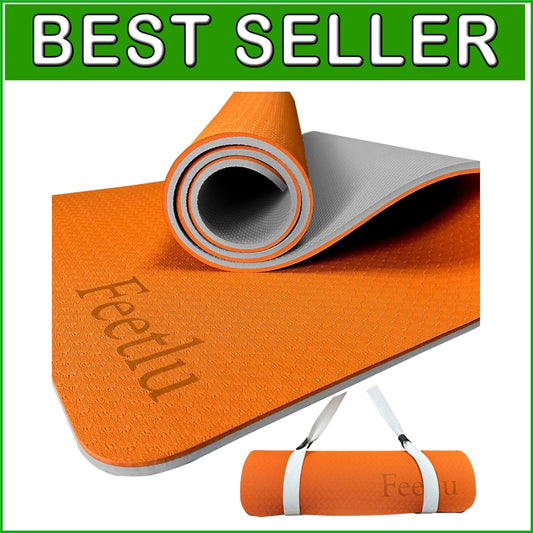 Extra Thick 10mm Non-Slip Yoga Mat with Strap - Ideal for Pilates & Workouts