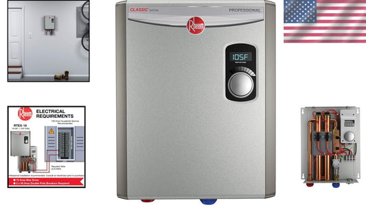 18kW Tankless Electric Water Heater - Endless Hot Water, Gray Stainless Steel