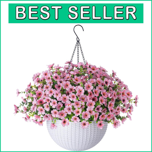 Elegant Silk Daisy Hanging Basket - Perfect for Year-Round Home and Patio Charm