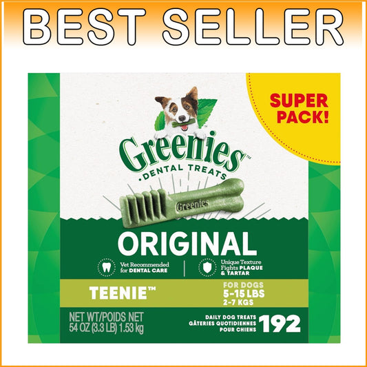 Original Teenie Dental Dog Treats, 54 oz. for Small Breeds - 192 Chewy Treats