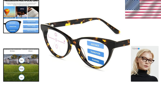 Elegant Cat Eye Computer Reading Glasses - 1.56 Progressive Blue Light Blockers