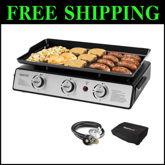 Portable Tabletop Gas Grill Griddle - 319 sq. in Cooking Area for Gatherings
