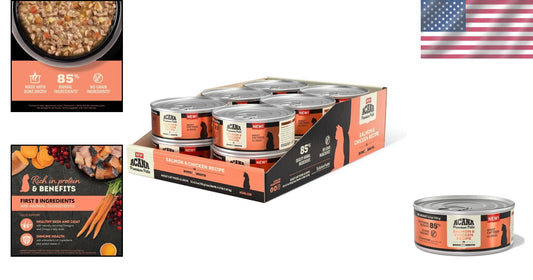 High Protein Salmon & Chicken Recipe Cat Food in Rich Beef Bone Broth - 12 Cans