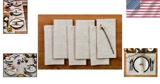Handcrafted 100% Pure Linen Dinner Napkins - Set of 6 for Elegant Table Settings