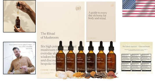6-Piece Mushroom Tincture Discovery Set - Wellness Gift for Enthusiasts