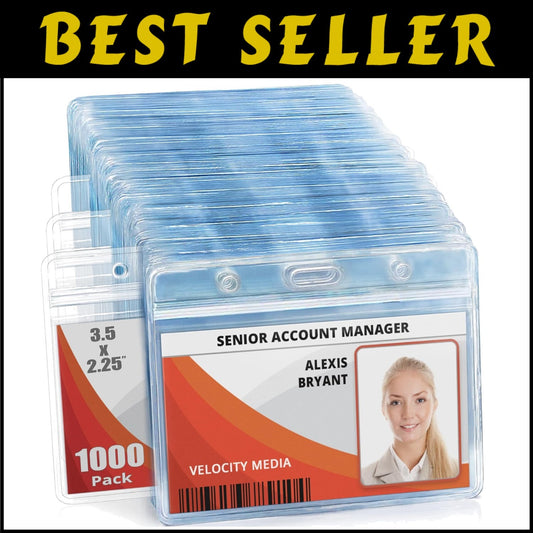 Clear Waterproof ID Badge Holder, 1000 Pack, 3.5x2.25 Inches - Heavy Duty Vinyl
