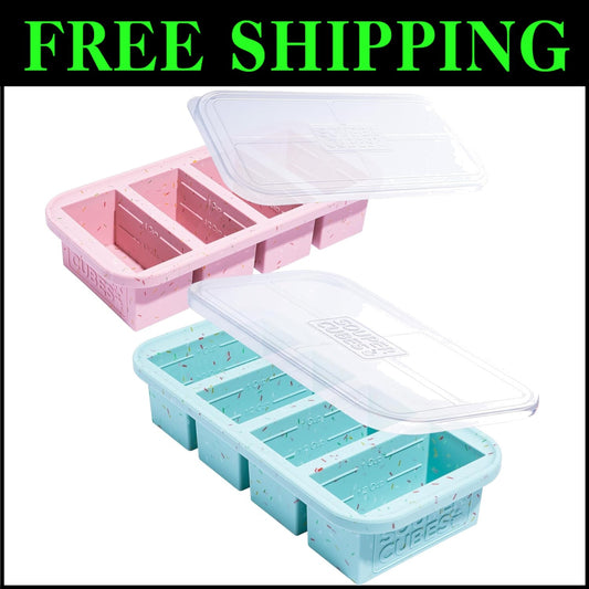 BPA-Free 1 Cup Silicone Freezer Tray with Convenient Lids for Organized Freezing