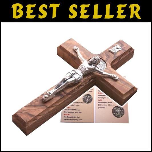 Artisan Crafted Saint Benedict Silver Tone Crucifix - Perfect Spiritual Gift