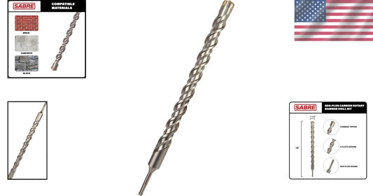 Carbide Tipped SDS Plus Drill Bit - 1-1/4" x 18" for Masonry Applications