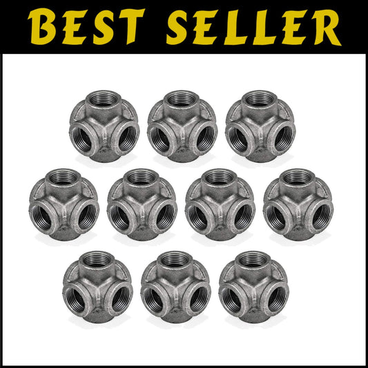 3/4" Cast Iron 6-Way Side Outlet Cross Fittings for DIY Industrial Projects