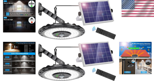 All-Weather 3000 Lumens Solar Lights for Indoor & Outdoor Use - 5 Lighting Modes