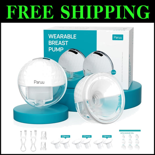 BPA-Free Hands-Free Breast Pump - Smart LED, 2 Pack with Multiple Flange Sizes