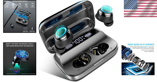 IP7 Waterproof Bluetooth 5.1 Earbuds with 140H Battery Life - Perfect for Sports