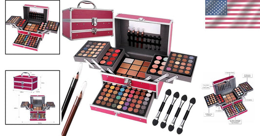 Versatile 132 Color Makeup Collection in Multi-Layer Case - Ideal for Teens