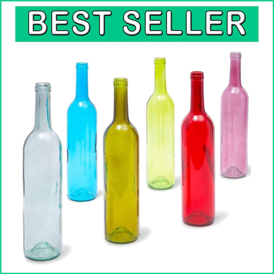 Assorted 6-Pack of Colorful Glass Wine Bottles for Unique Decor Solutions