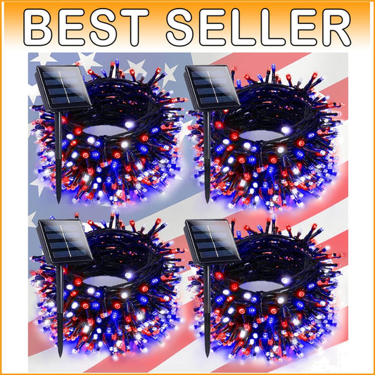 400 LED Patriotic Solar String Lights - 132FT Outdoor Decor for Independence Day