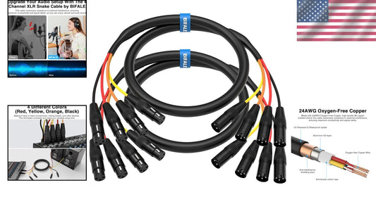 Versatile 4-Channel XLR Snake Cables 3.3FT Pair - Noise-Free Transmission