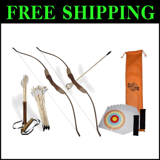 33-Piece Wooden Bow and Arrow Set - Ideal Beginner Archery for Kids & Teens