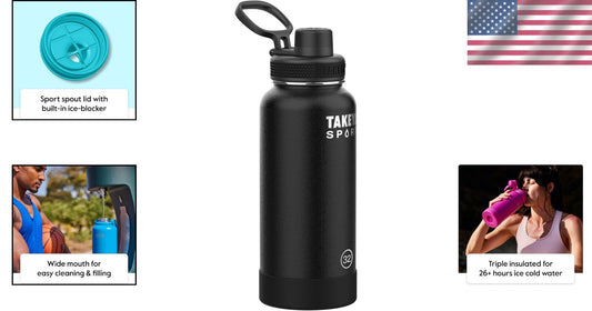 32oz Takeya Grand Slam Black Triple Wall Insulated Gym Bottle - Dishwasher Safe