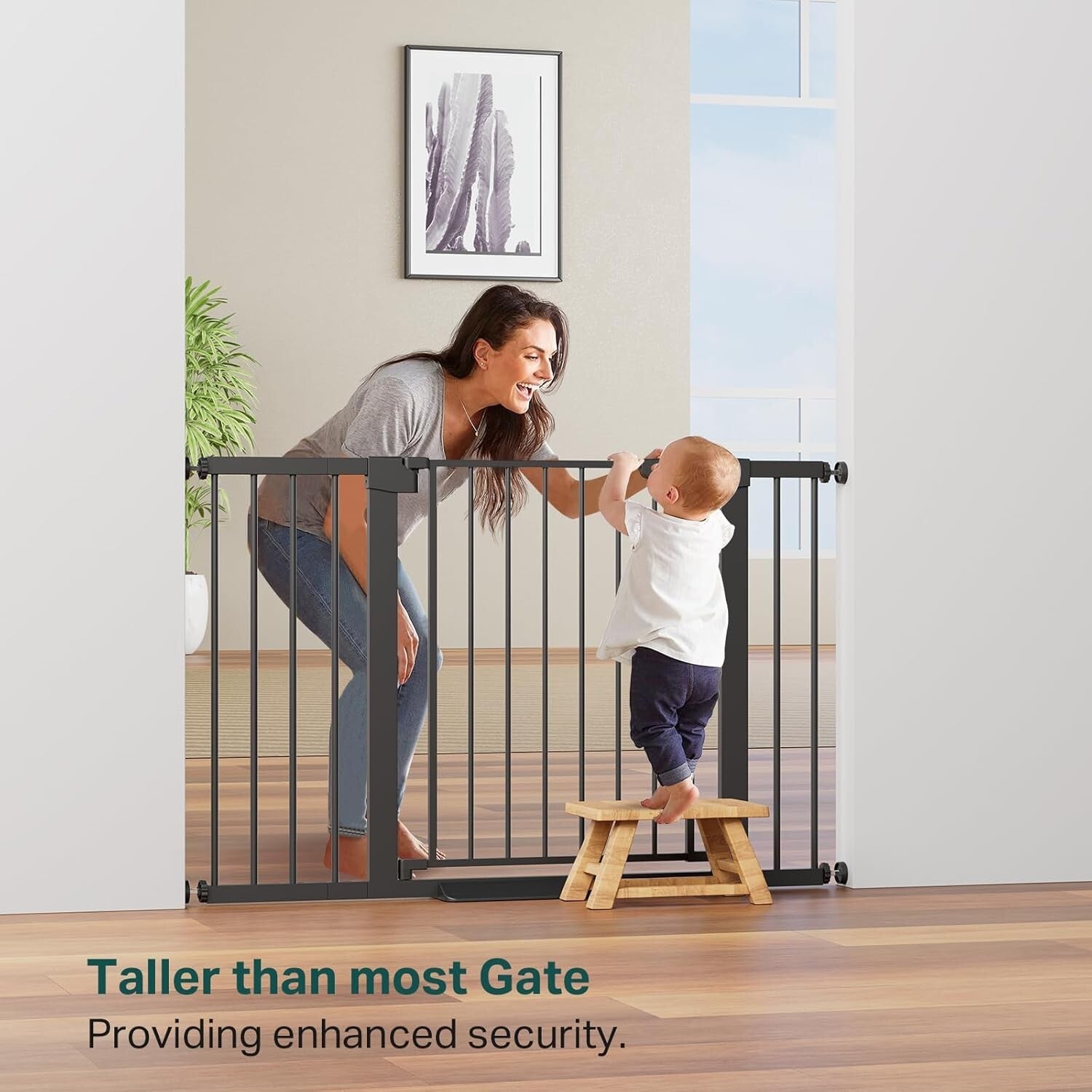 36" Extra Tall Baby Gate - Adjustable 29.7-48" Wide Safety Gate for Pets