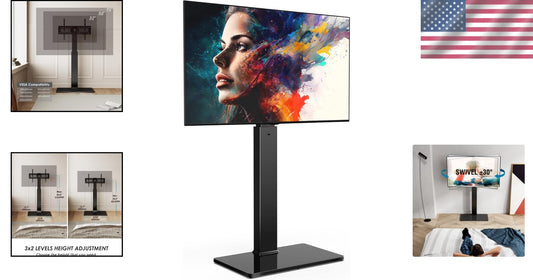 Elegant Swivel TV Stand with Cable Management for 32-75 Inch Flat/Curved Screens